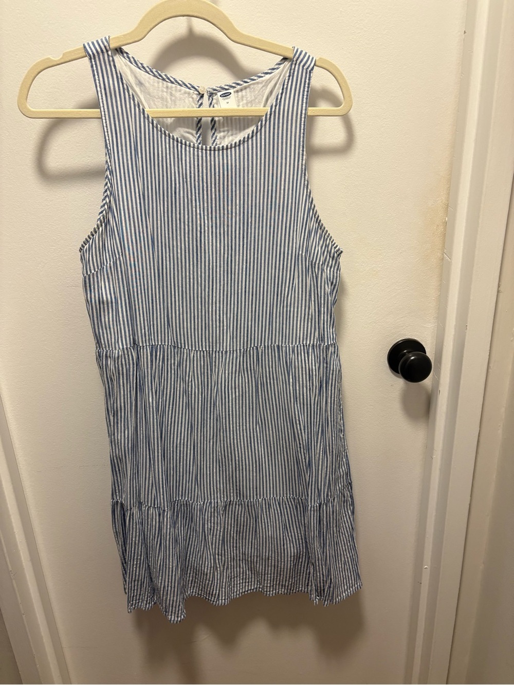 Blue and White Striped Sleeveless Dress
